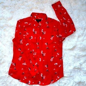 Banana Republic Sheer Drapey Classic Fit Long Sleeve Shirt Small Petite